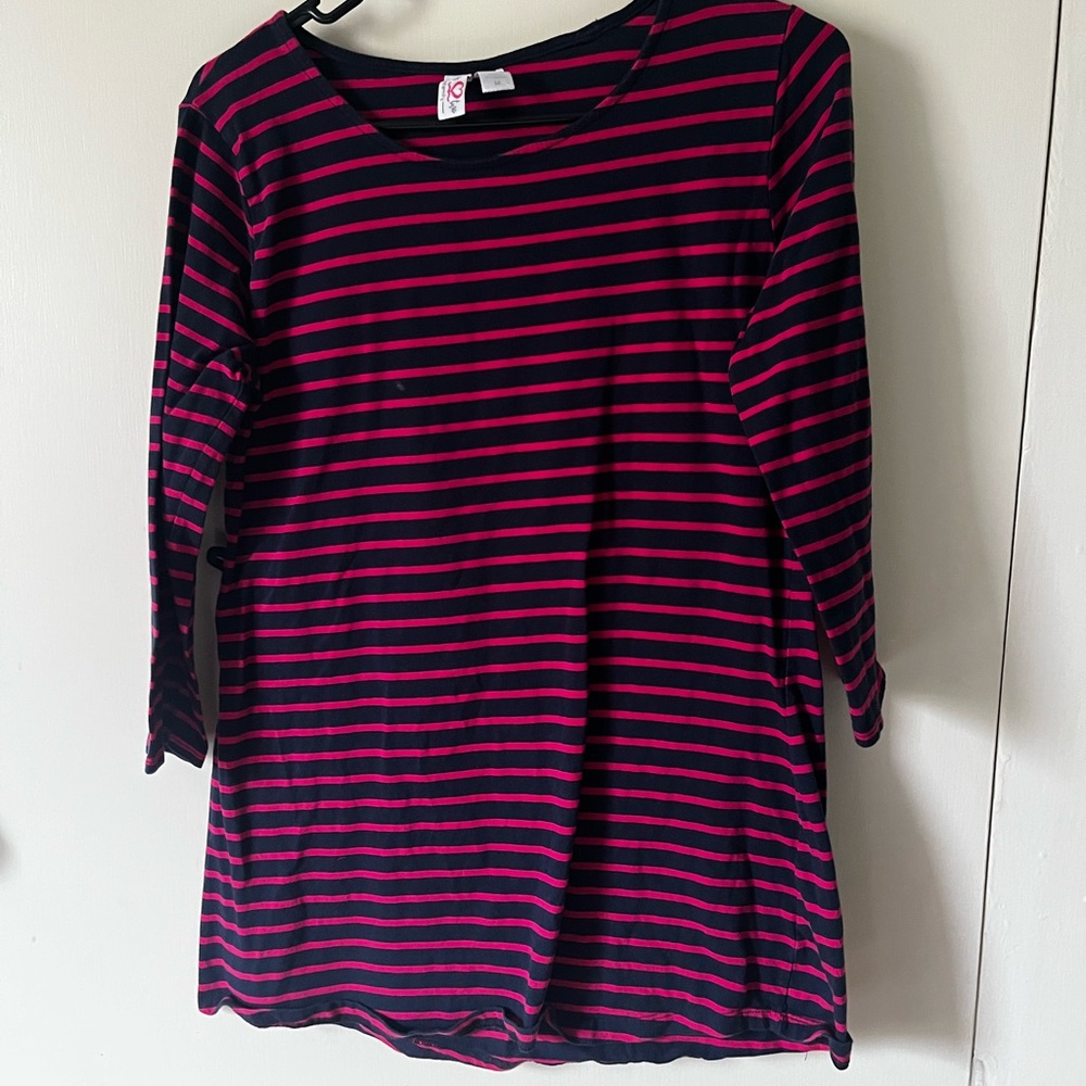 Two Hearts Maternity Pink and Black Striped top